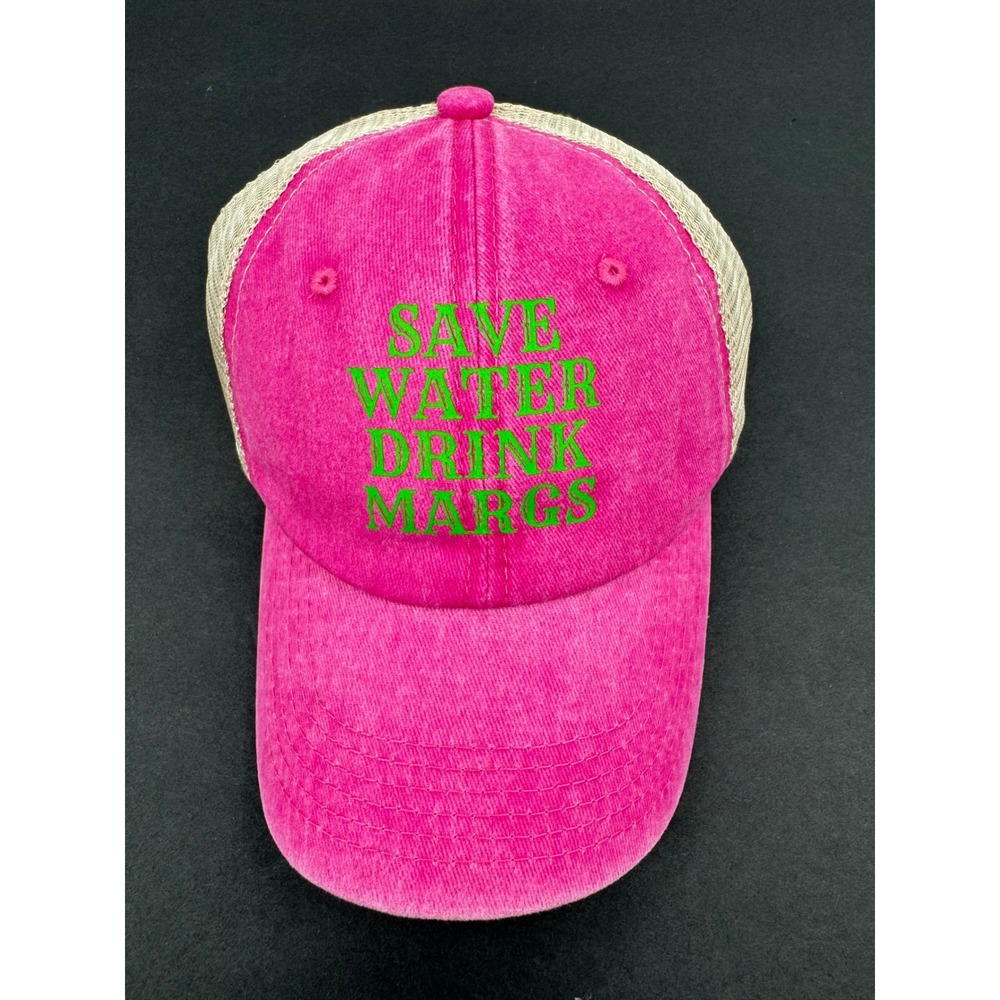 Save Water Drink Margs New Falari Trucker Hat OS Pink Mesh Back Adjustable Strap